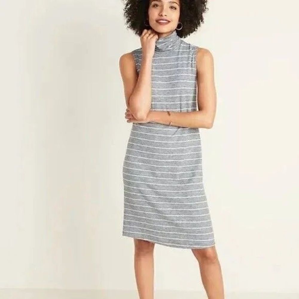 Sleeveless Turtleneck Shift Dress for Women